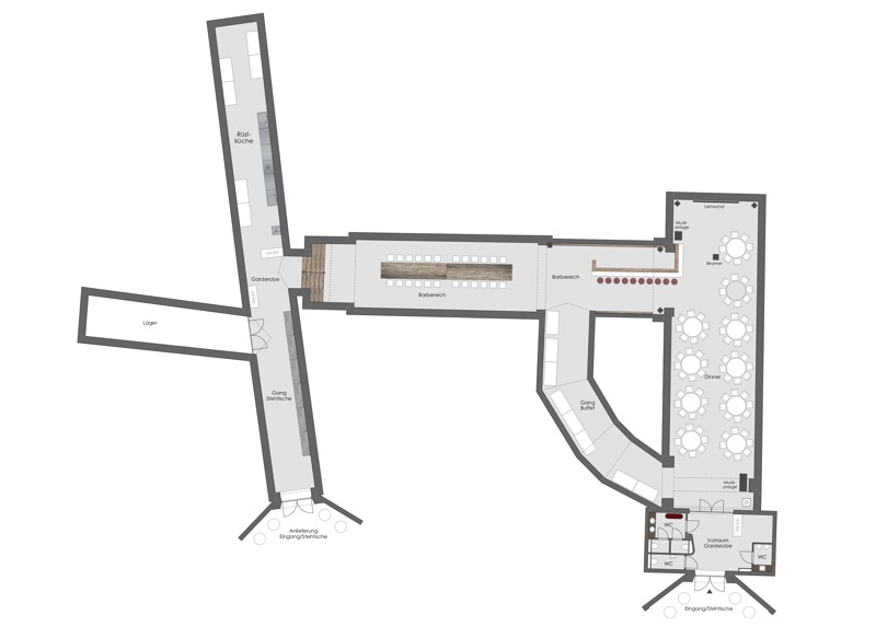 Essbereich im großen Gewölbe